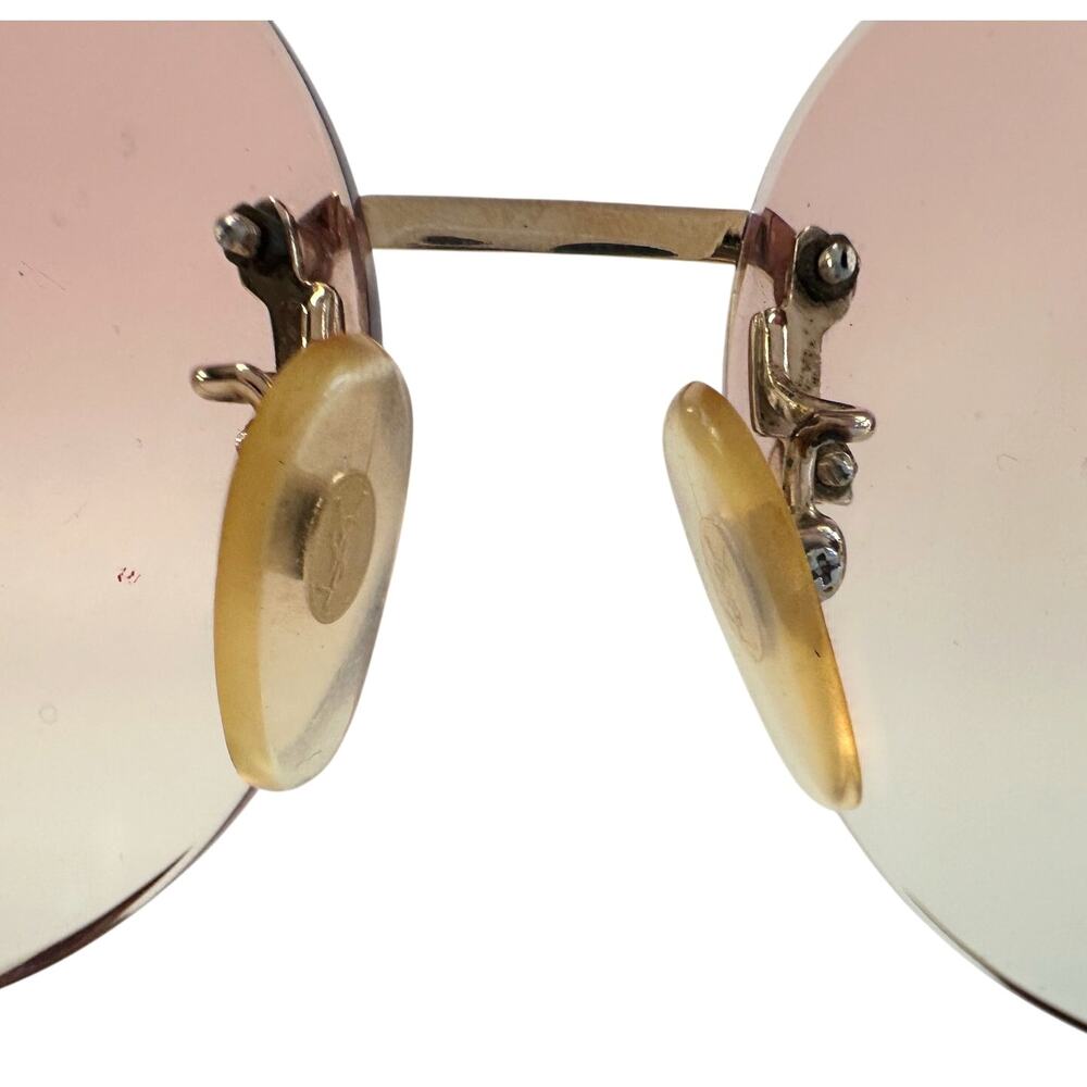 YSL - Yves Saint Laurent Amber / Rose Colored Rimless Sunglasses with Case - Picture 9 of 16